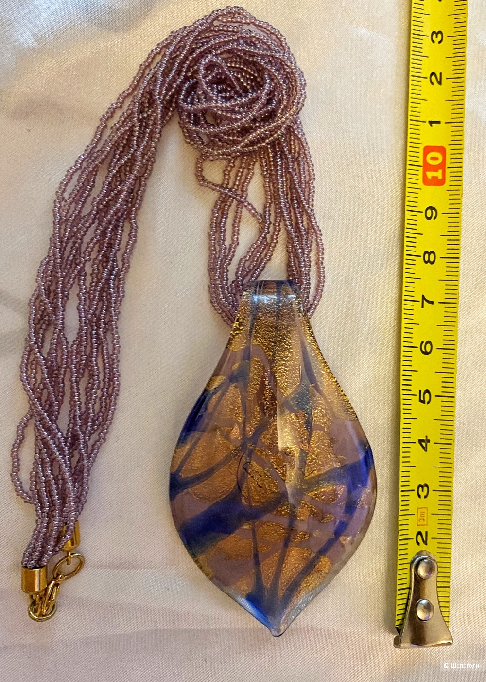 Кулон из муранского стекла с ожерельем из венецианского бисера