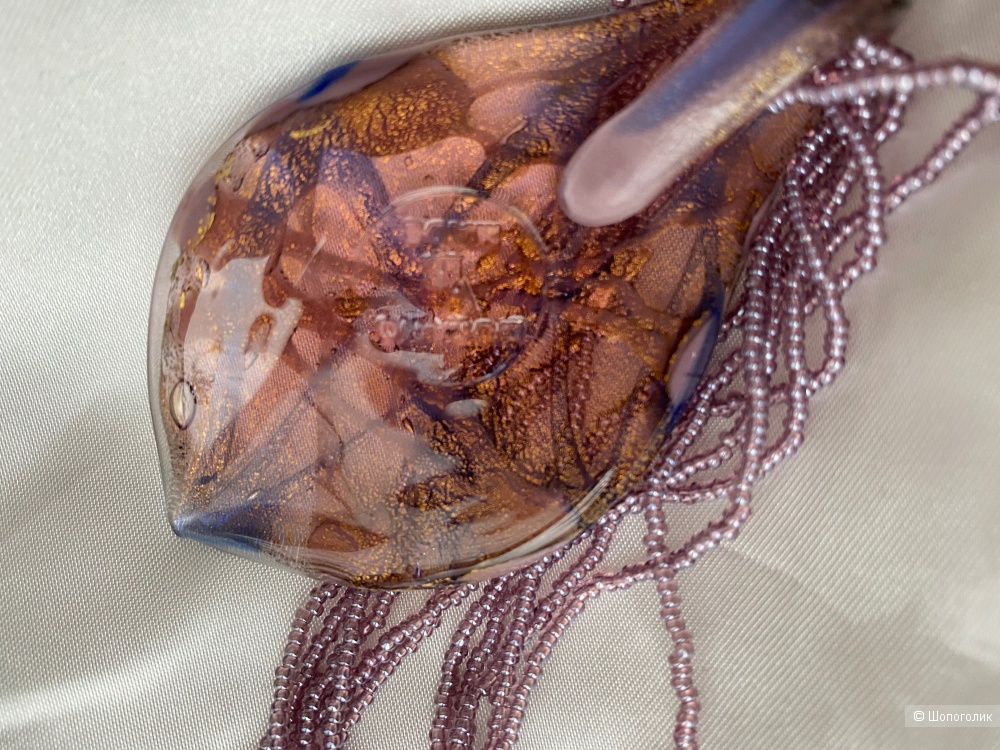 Кулон из муранского стекла с ожерельем из венецианского бисера