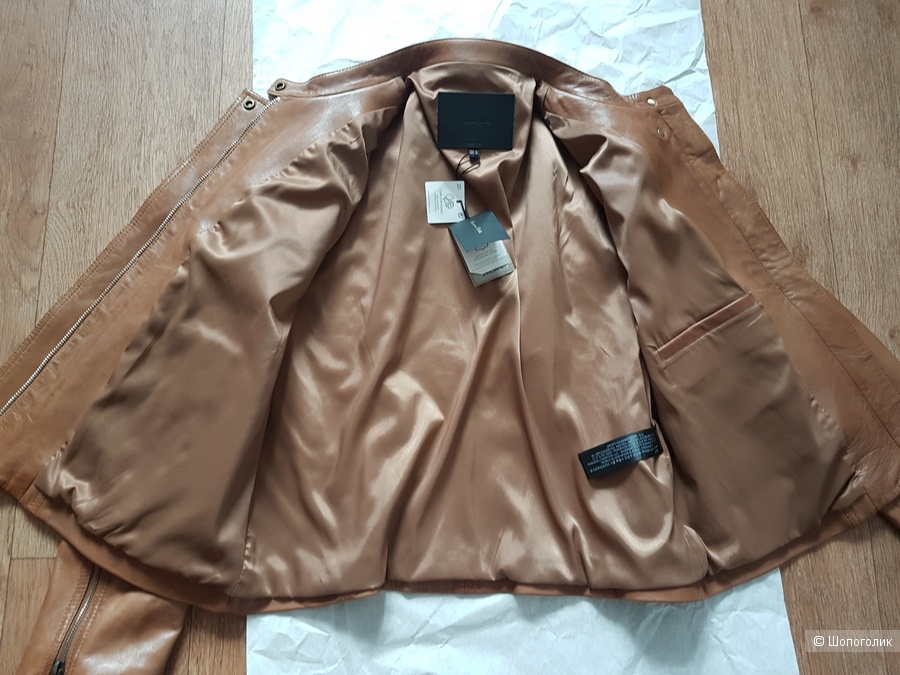 Кожаная куртка Massimo Dutti XL \ идет на L