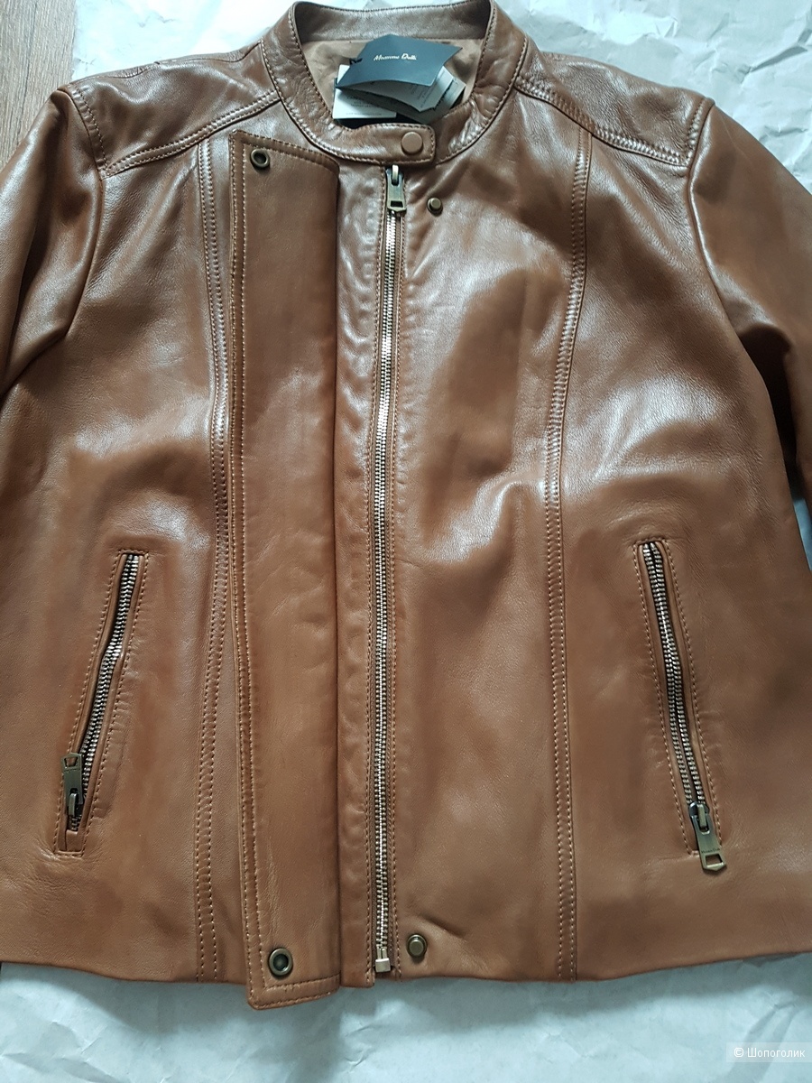 Кожаная куртка Massimo Dutti XL \ идет на L