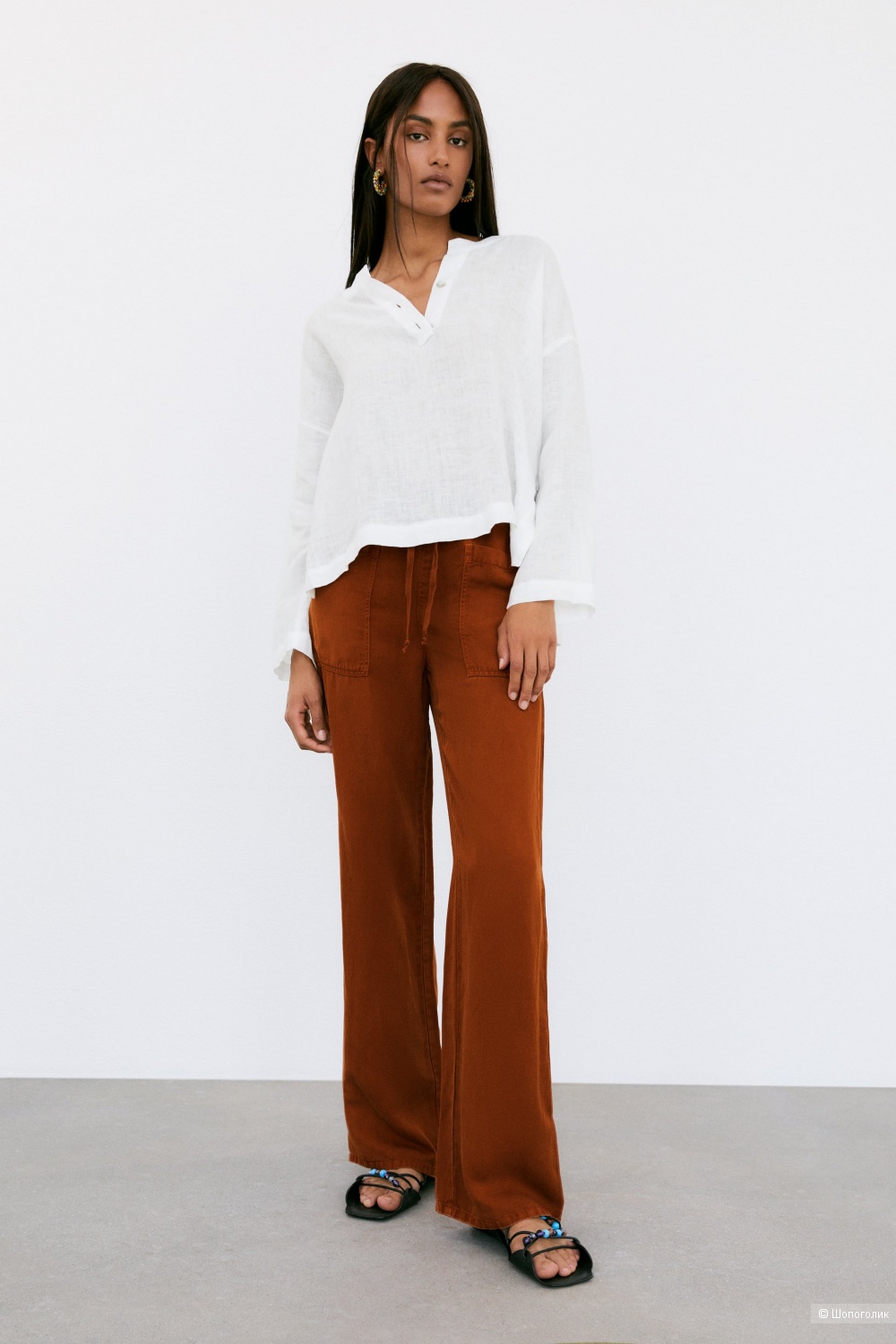 Льняная рубашка Zara/L