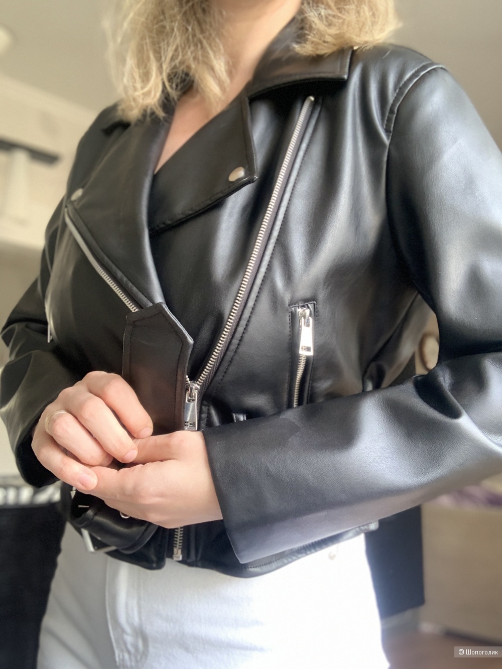 Кожаная куртка Stradivarius размер L