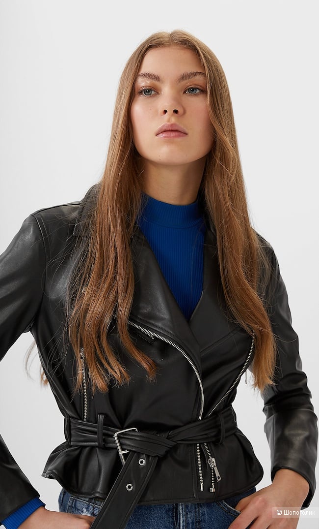 Кожаная куртка Stradivarius размер L