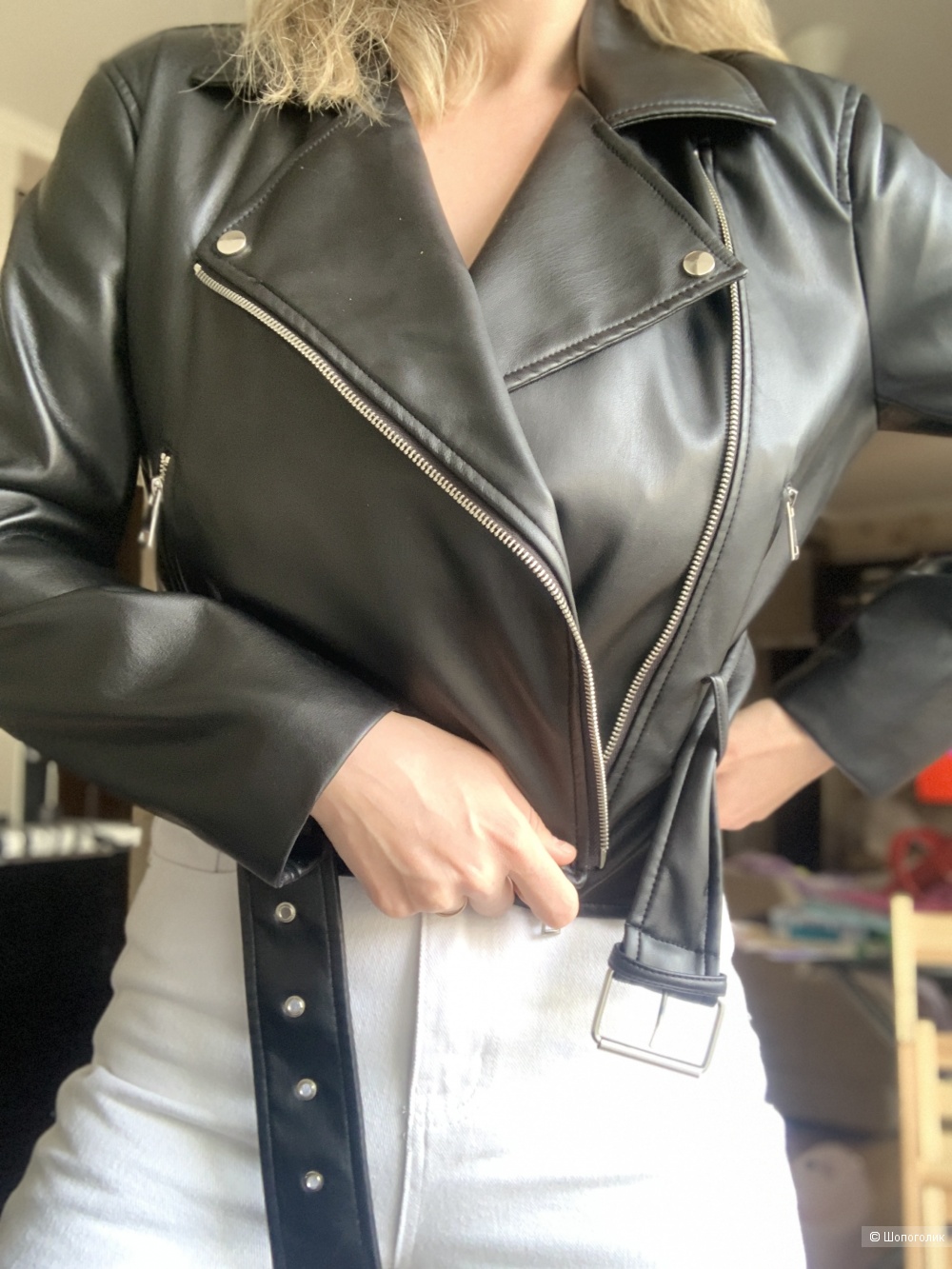 Кожаная куртка Stradivarius размер L