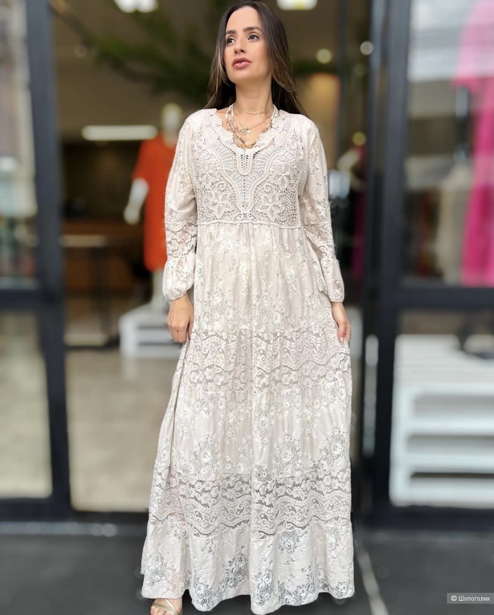 Платье бохо шик кружево макси Love boho Italy , 46-54