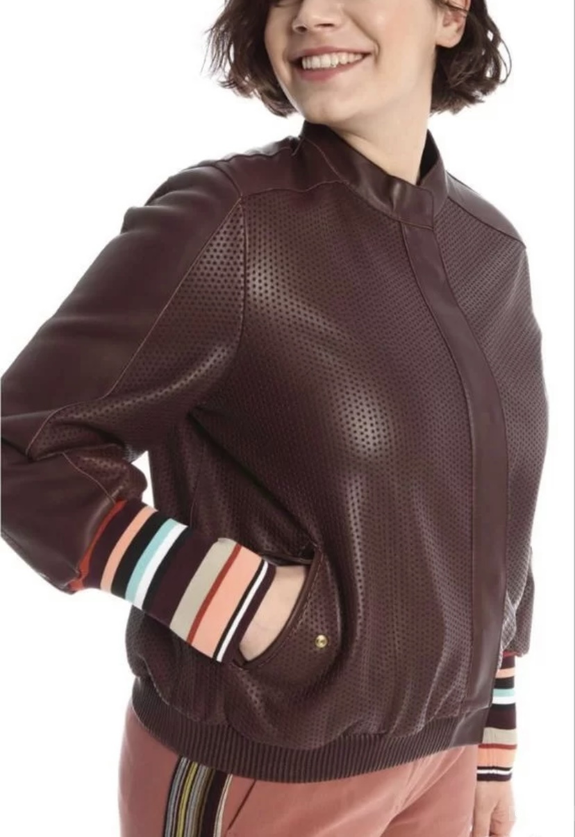Кожаная куртка-бомбер Marina Rinaldi by Max Mara L-XL