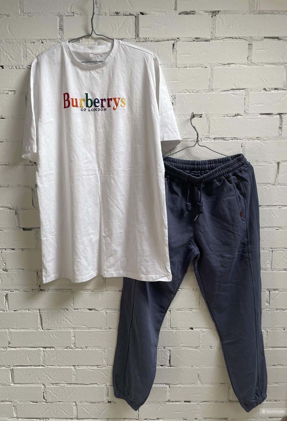 Сет брюки джоггеры и футболка оверсайз В стиле Burberry, 46-52