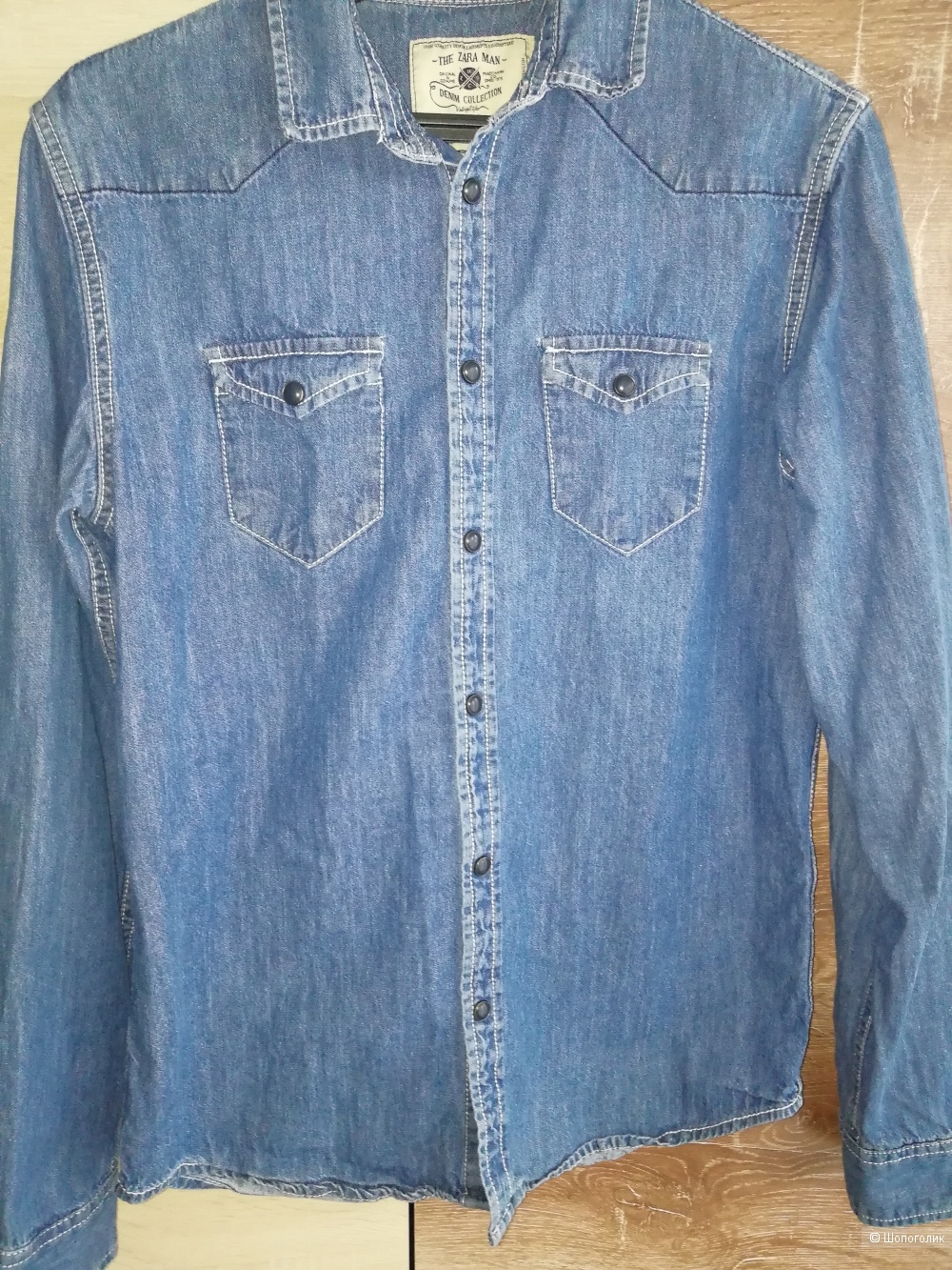 Рубашка ZARA MAN  denim collection vintage style,Slim Fit, размер  S