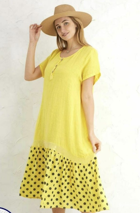 Платье лен polka dot New collection, 46/48/50/52
