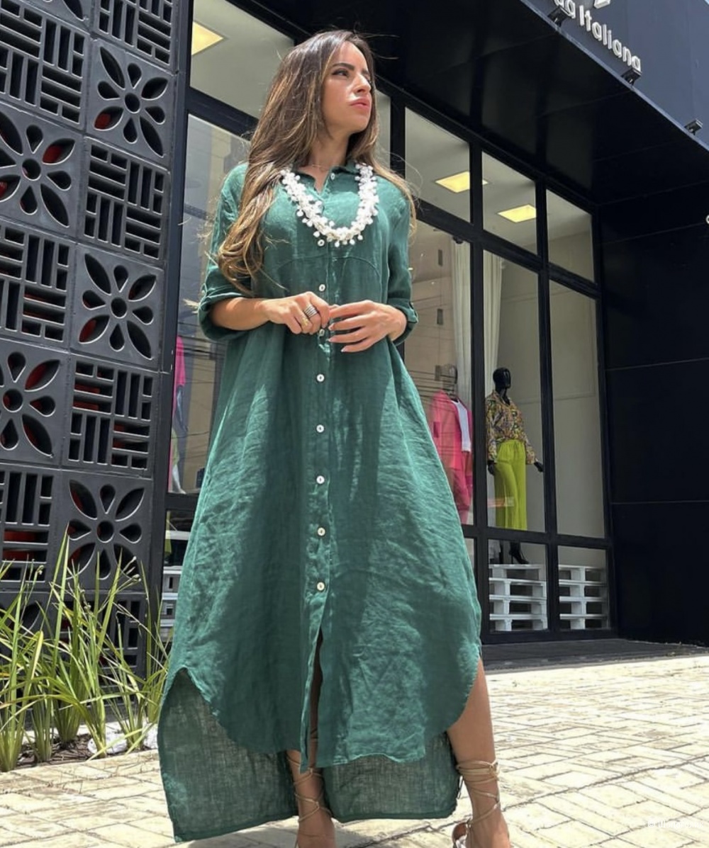Платье сафари лен plus size Puro Lino, 48-54