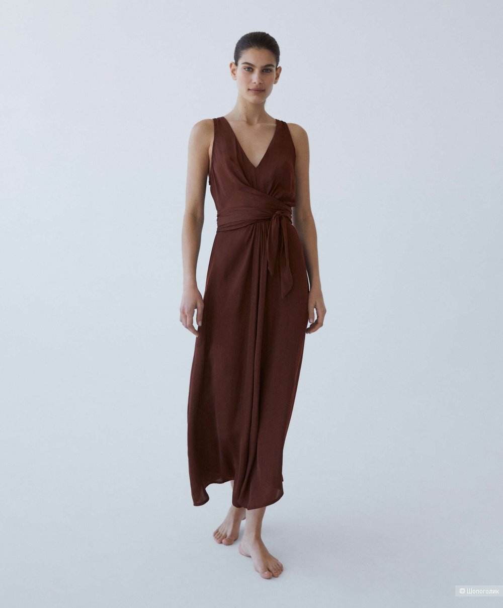 Oysho Satin-finish wrap dress - L