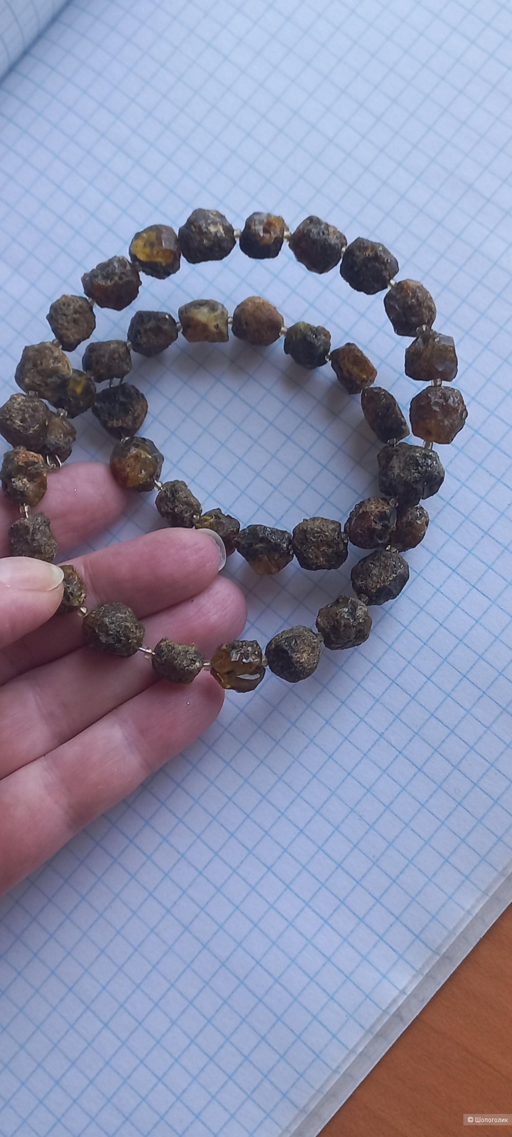 Браслет - ожерелье из необработанного янтаря