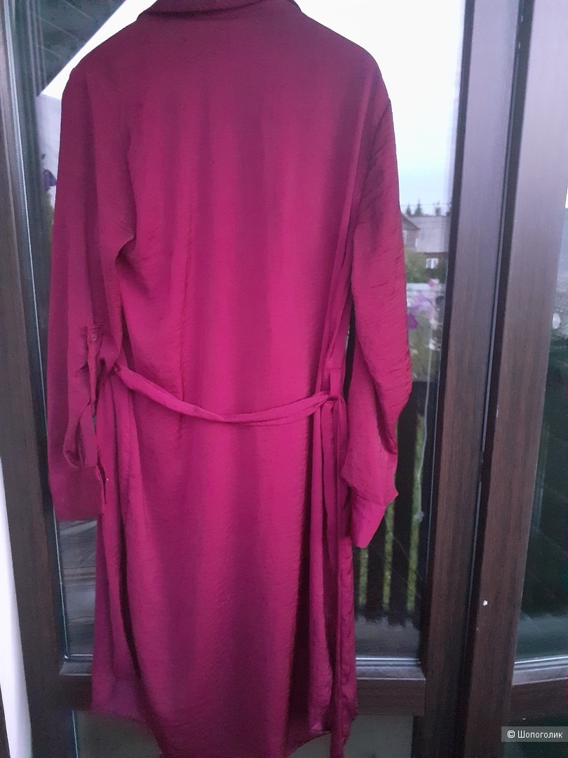 Платье-рубашка H&M (размер 42-44) вишневый цвет