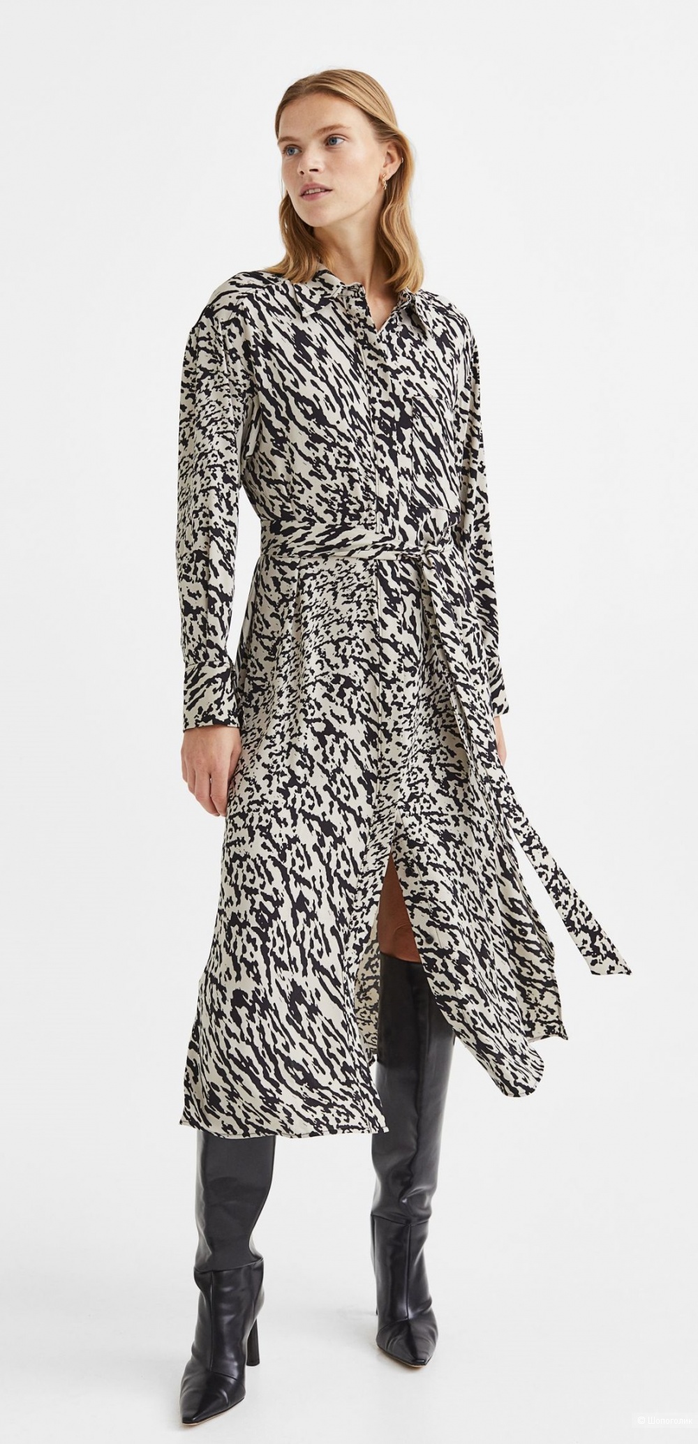 Платье-рубашка H&M, M-L.