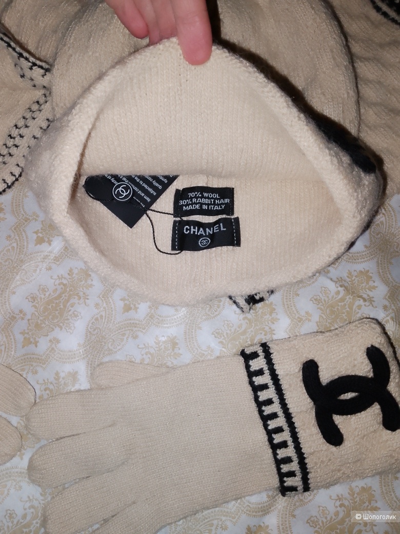 Комплект шапка+шарф+перчатки Chanel