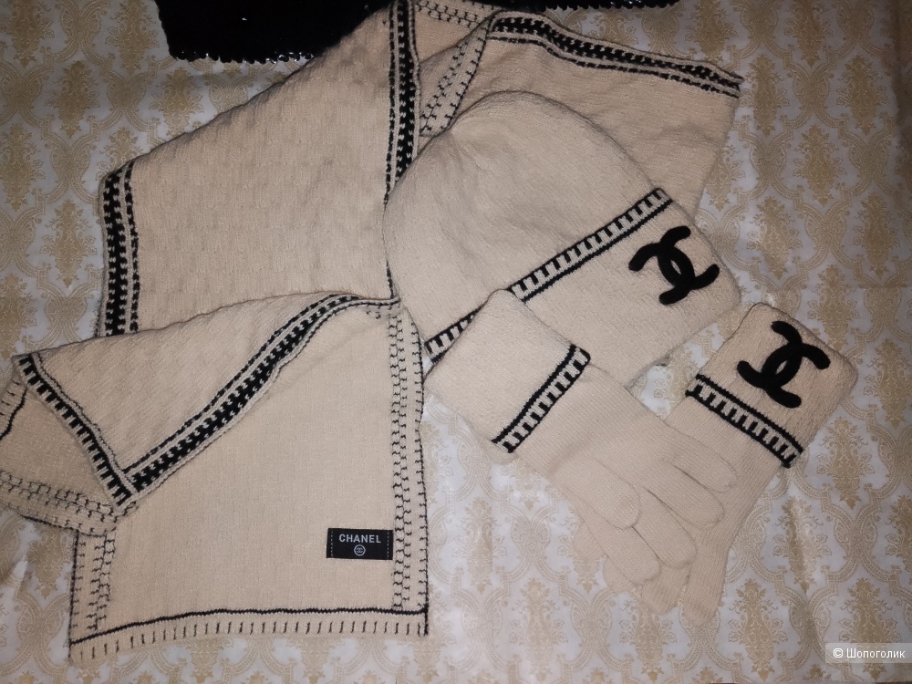 Комплект шапка+шарф+перчатки Chanel