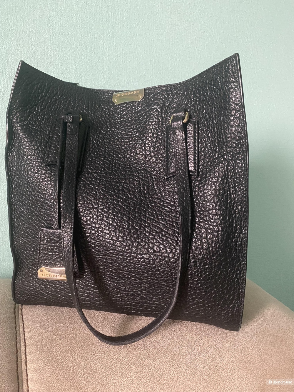Сумка Burberry Black Grain Leather Woodbury Tote