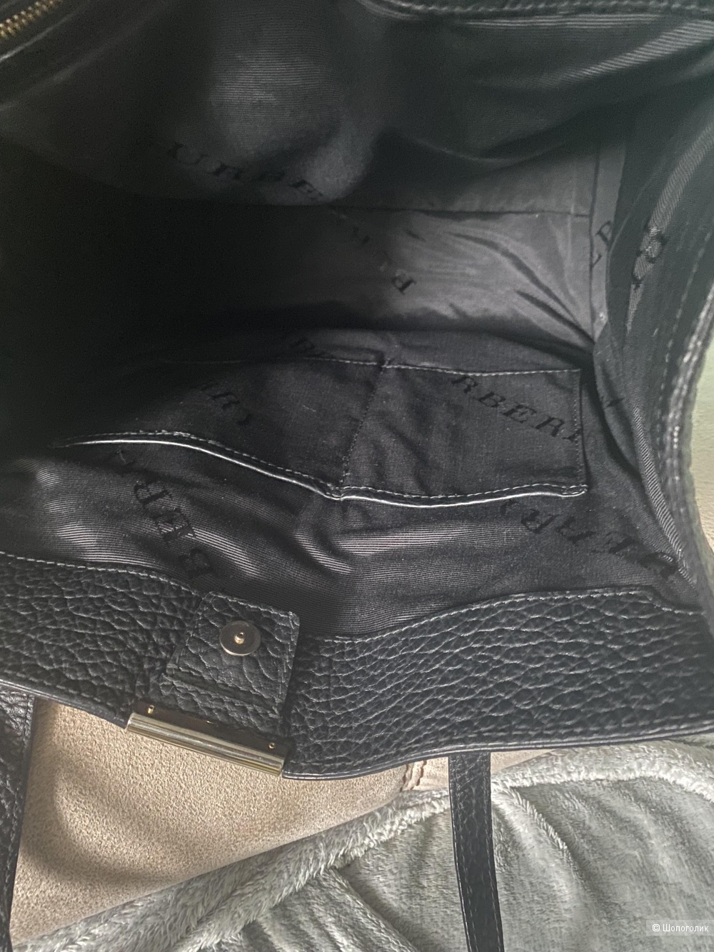 Сумка Burberry Black Grain Leather Woodbury Tote