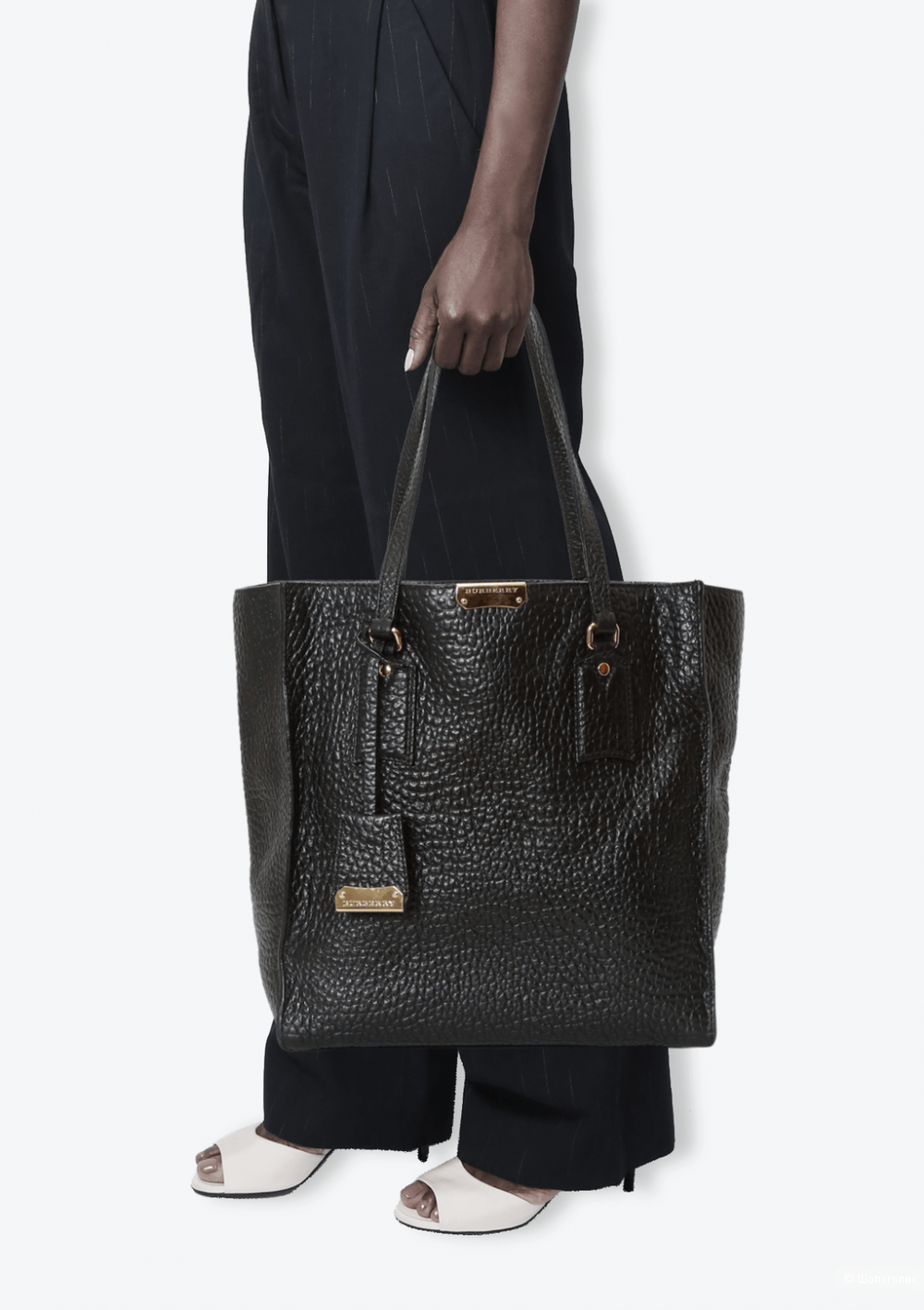 Сумка Burberry Black Grain Leather Woodbury Tote