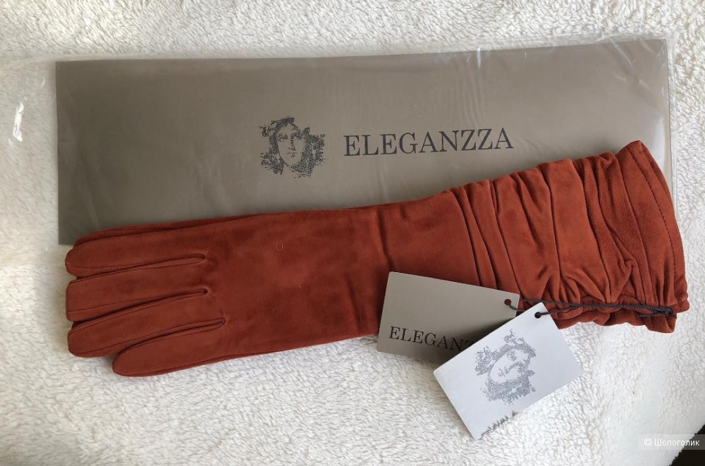 Длинные зимние перчатки ELEGANZZA рыже-коричневые размер 7,5