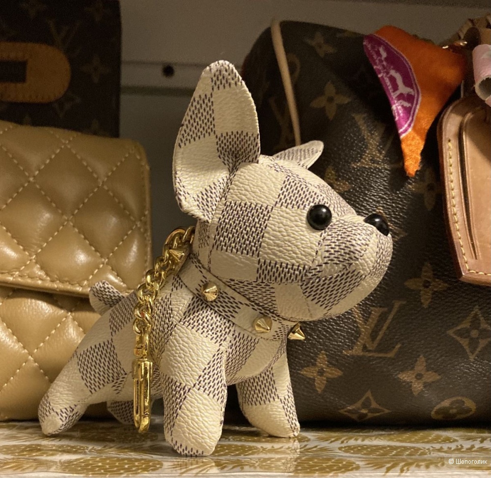 Брелок подвеска щенок на сумку в стиле LOUIS VUITTON dog, one size