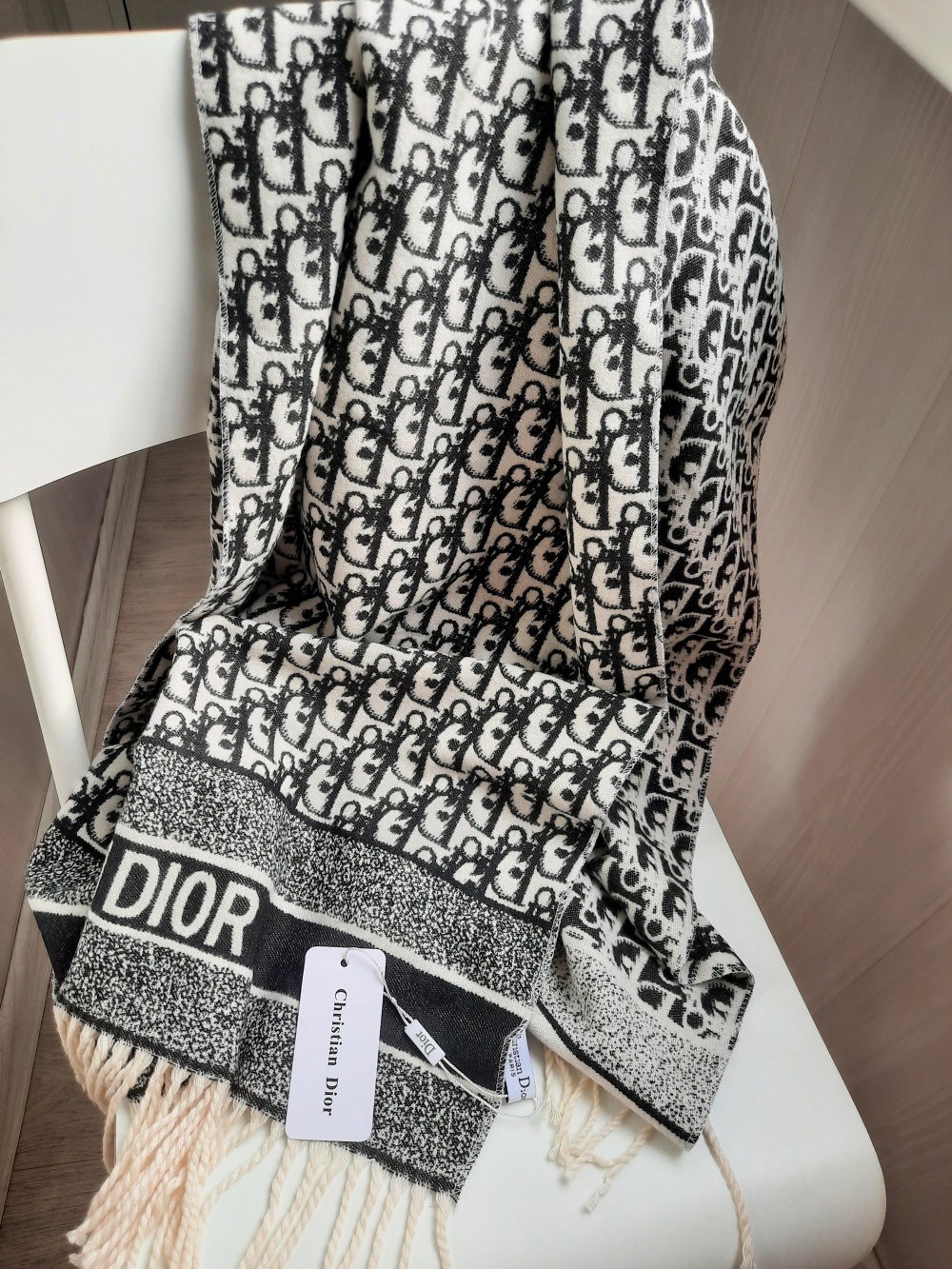 Кашемировый шарф в стиле Christian Dior , 57×190 см.