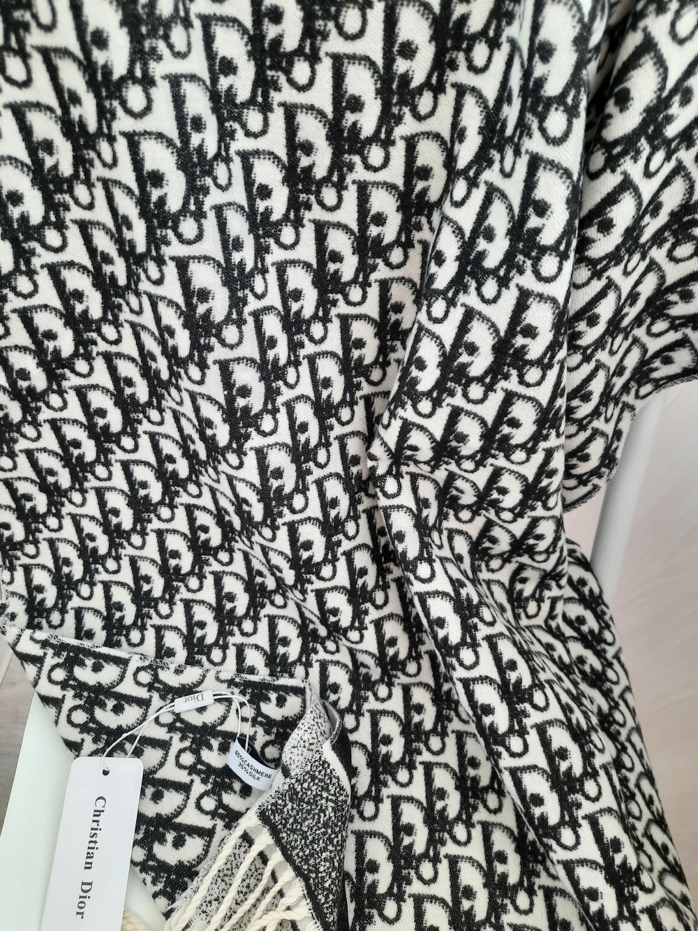 Кашемировый шарф в стиле Christian Dior , 57×190 см.