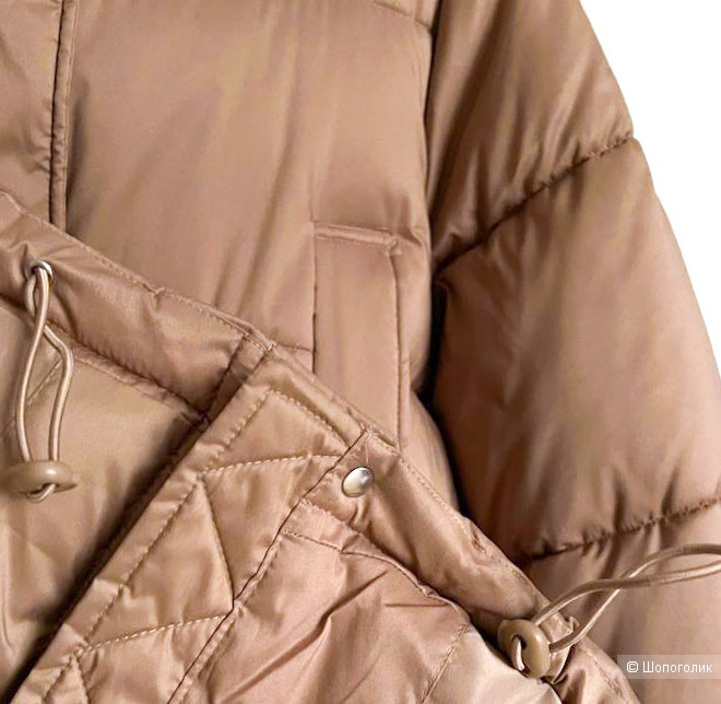 Пальто куртка пуховик с капюшоном H&M  бежевый, L