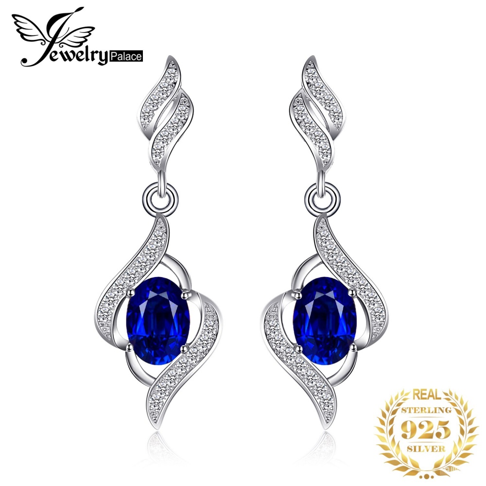 Серьги с сапфирами, JewelryPalace, размер 3 см.