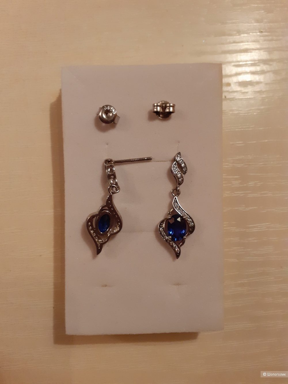 Серьги с сапфирами, JewelryPalace, размер 3 см.