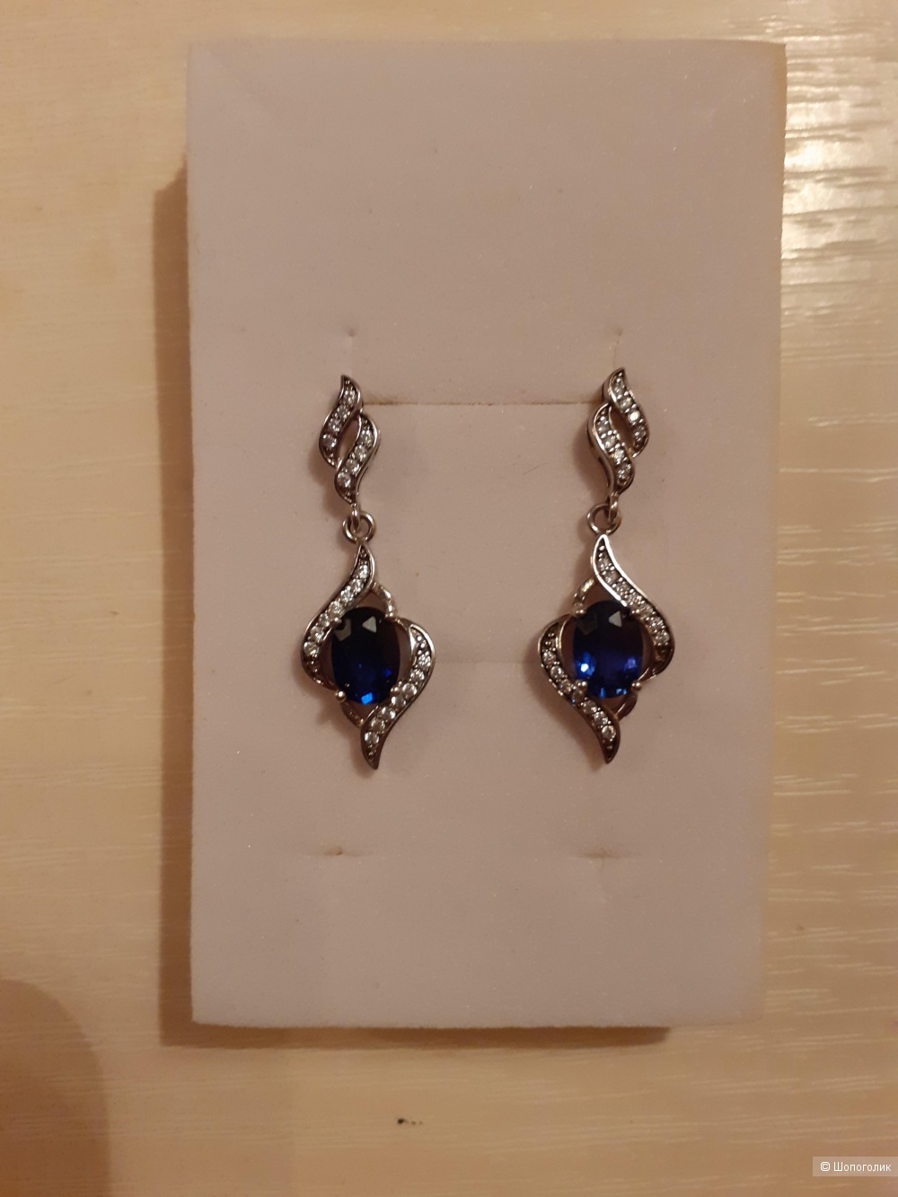 Серьги с сапфирами, JewelryPalace, размер 3 см.