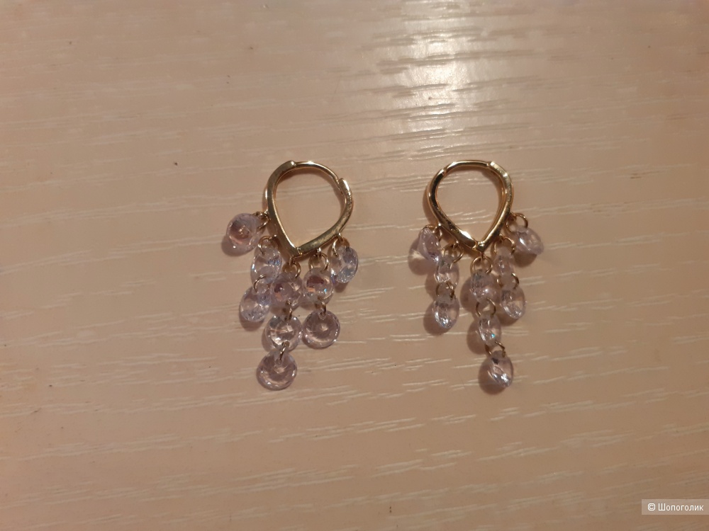 Серьги с цирконами, 3.2 см