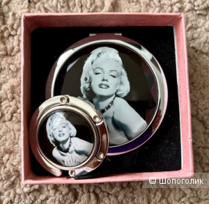 Дизайнерский комплект "Мэрилин Монро / Marilyn Monroe" - складной крючок для сумки и двухсторонее карманное зеркальце