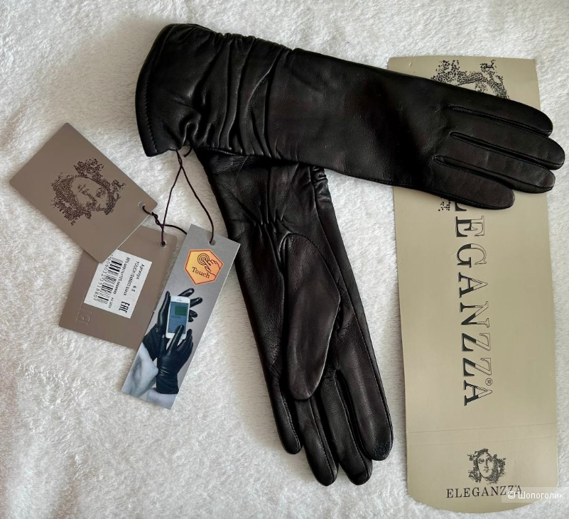 Сенсорные зимние кожаные перчатки TOUCH IS08003 black ELEGANZZA Размер: 6.5