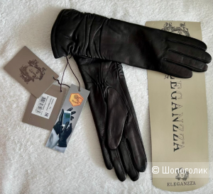 Сенсорные зимние кожаные перчатки TOUCH IS08003 black ELEGANZZA Размер: 6.5