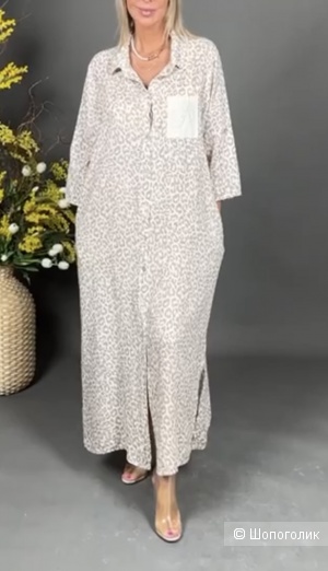 Платье рубашка принт/пайетки  Puro lino, 44-54