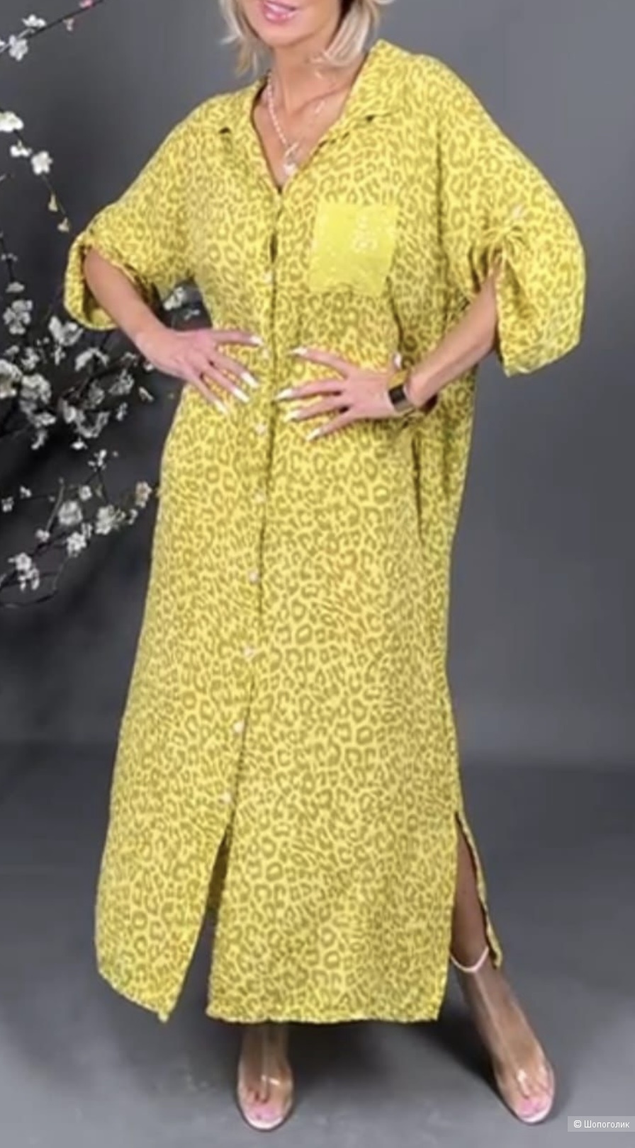 Платье рубашка принт/пайетки  Puro lino, 44-54