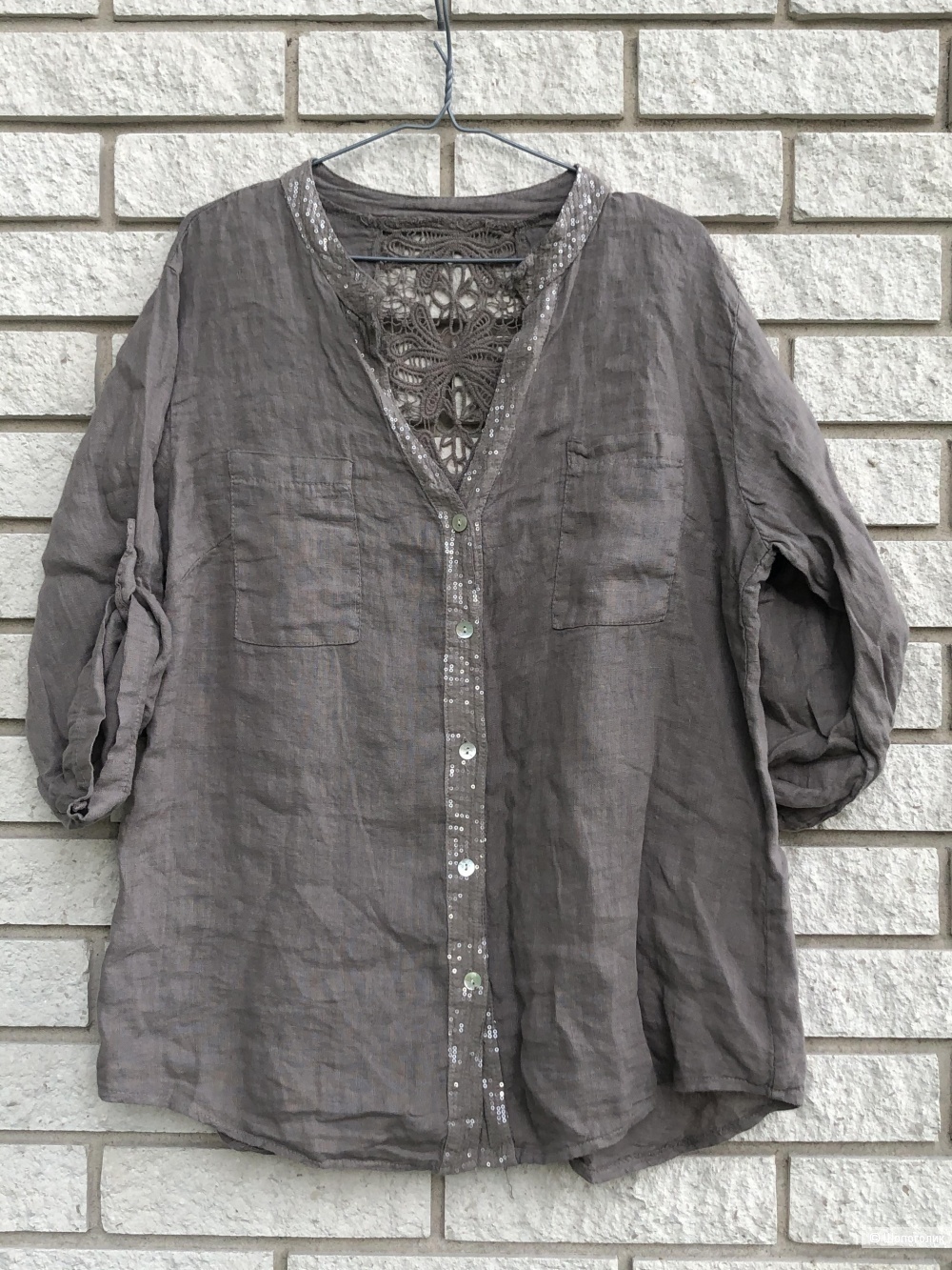 Рубашка лен с кружевом Puro Lino, 42-50