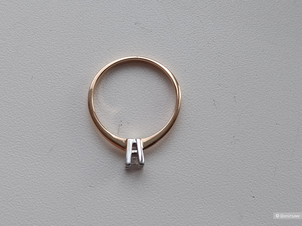 Кольцо из золота 585 с бриллиантом 0,110 ct. (размер 18,5).