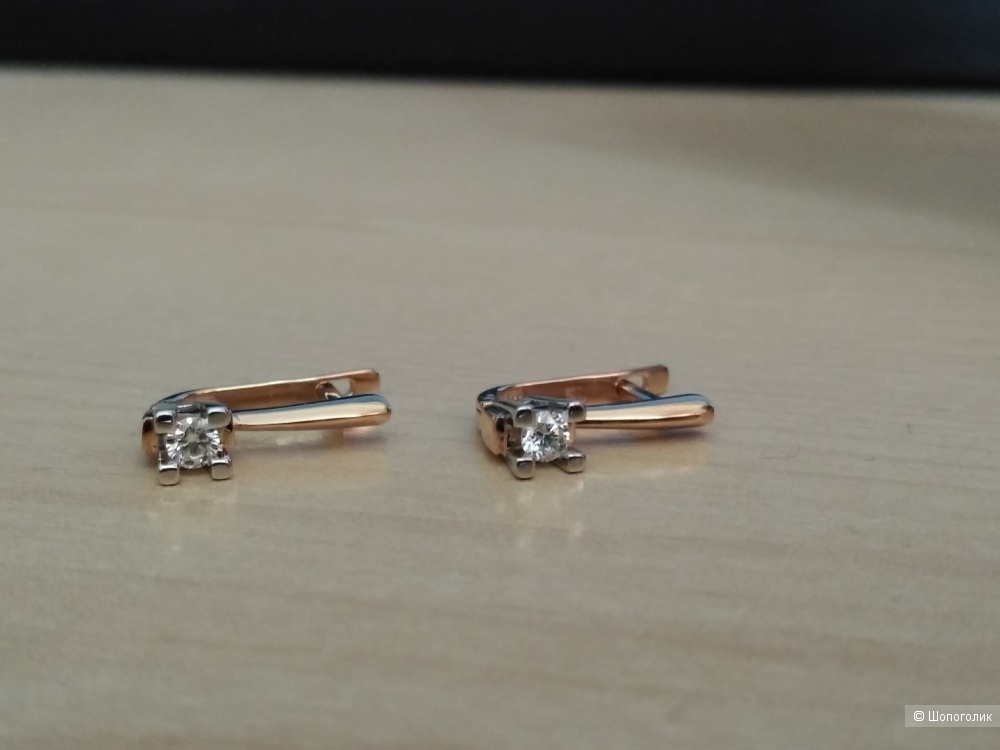 Серьги из золота 585 с бриллиантами 0,216 ct.