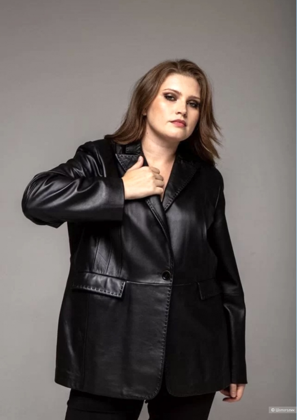 Кожаный жакет-пиджак Marina Rinaldi L-XL