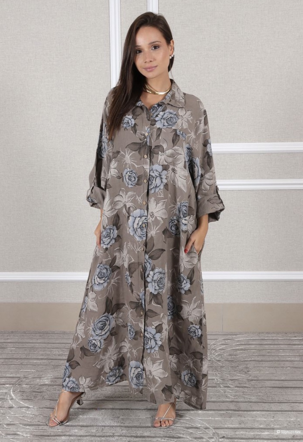 Платье сафари new акварель Puro lino, 46-54
