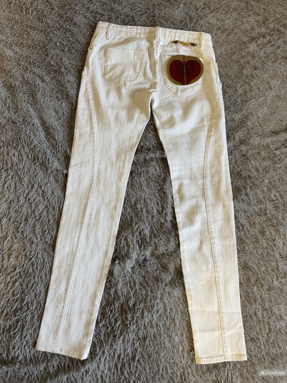 Белые джинсы-скини с пайетками, Lerock, 40-42 р