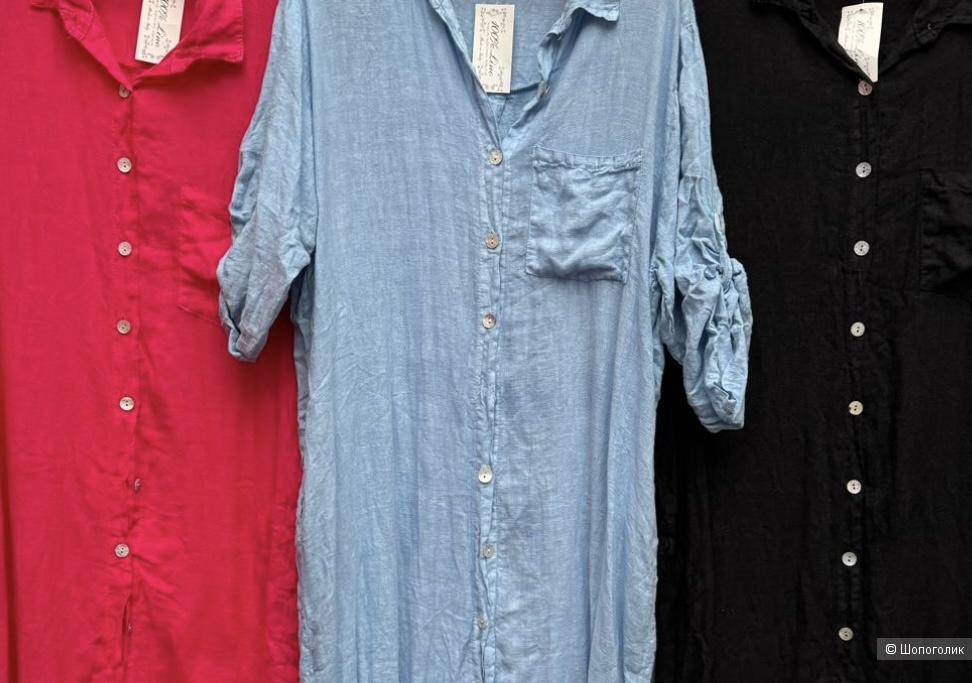 Платье рубашка  сафари карман лен Puro lino, 46-54