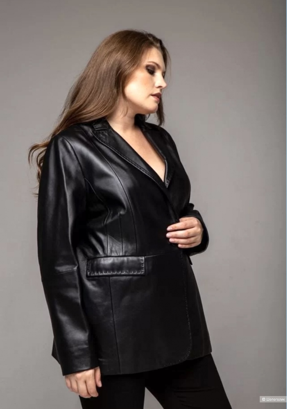 Кожаный жакет-пиджак Marina Rinaldi(Max Mara) XL-XXL