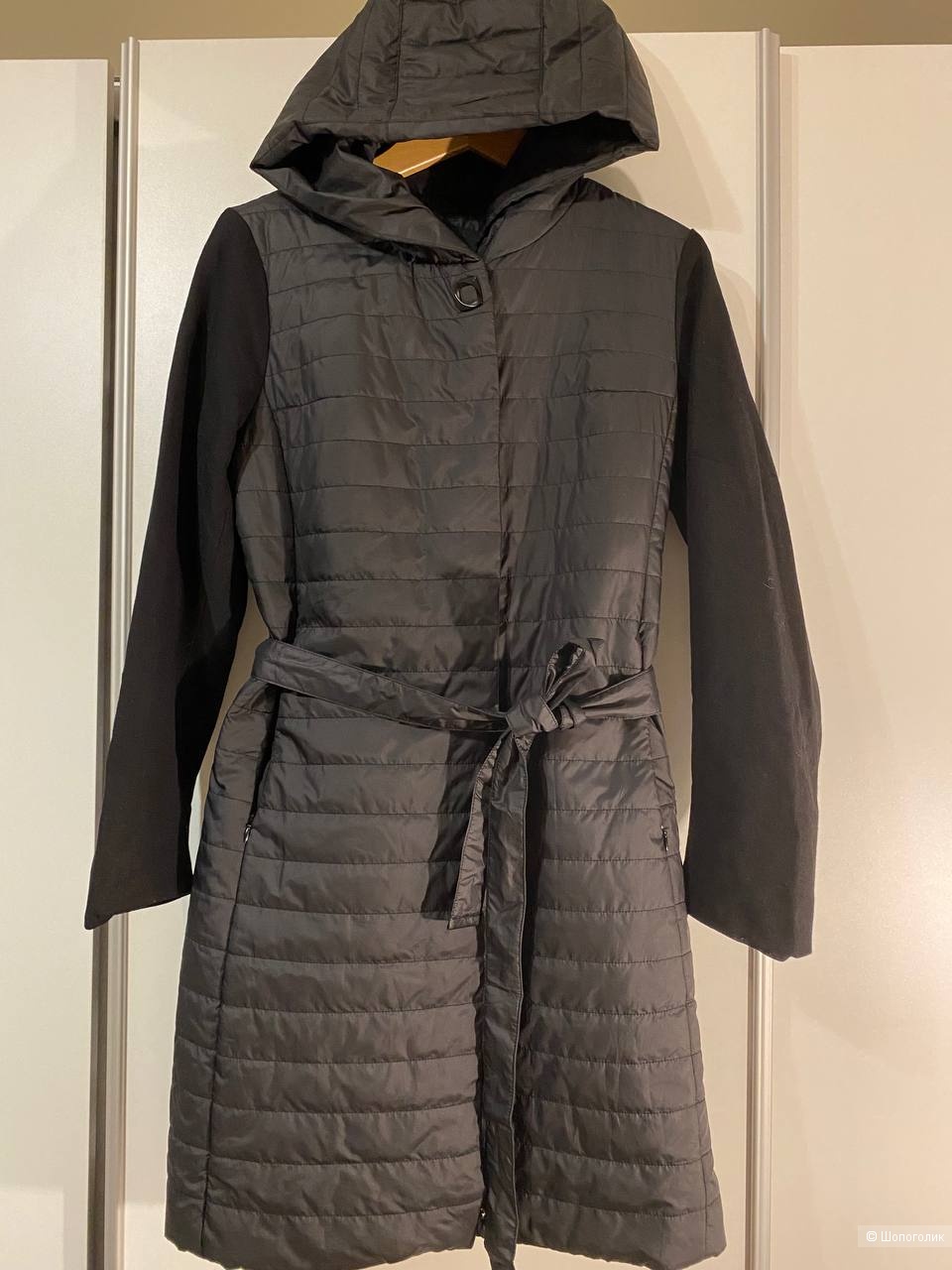 Пальто стеганое с рукавами ткань размер S
