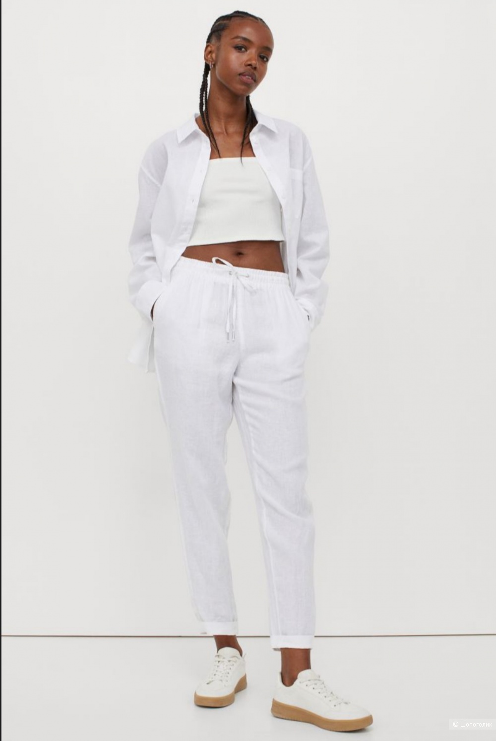 Льняные брюки H&M, размер 46