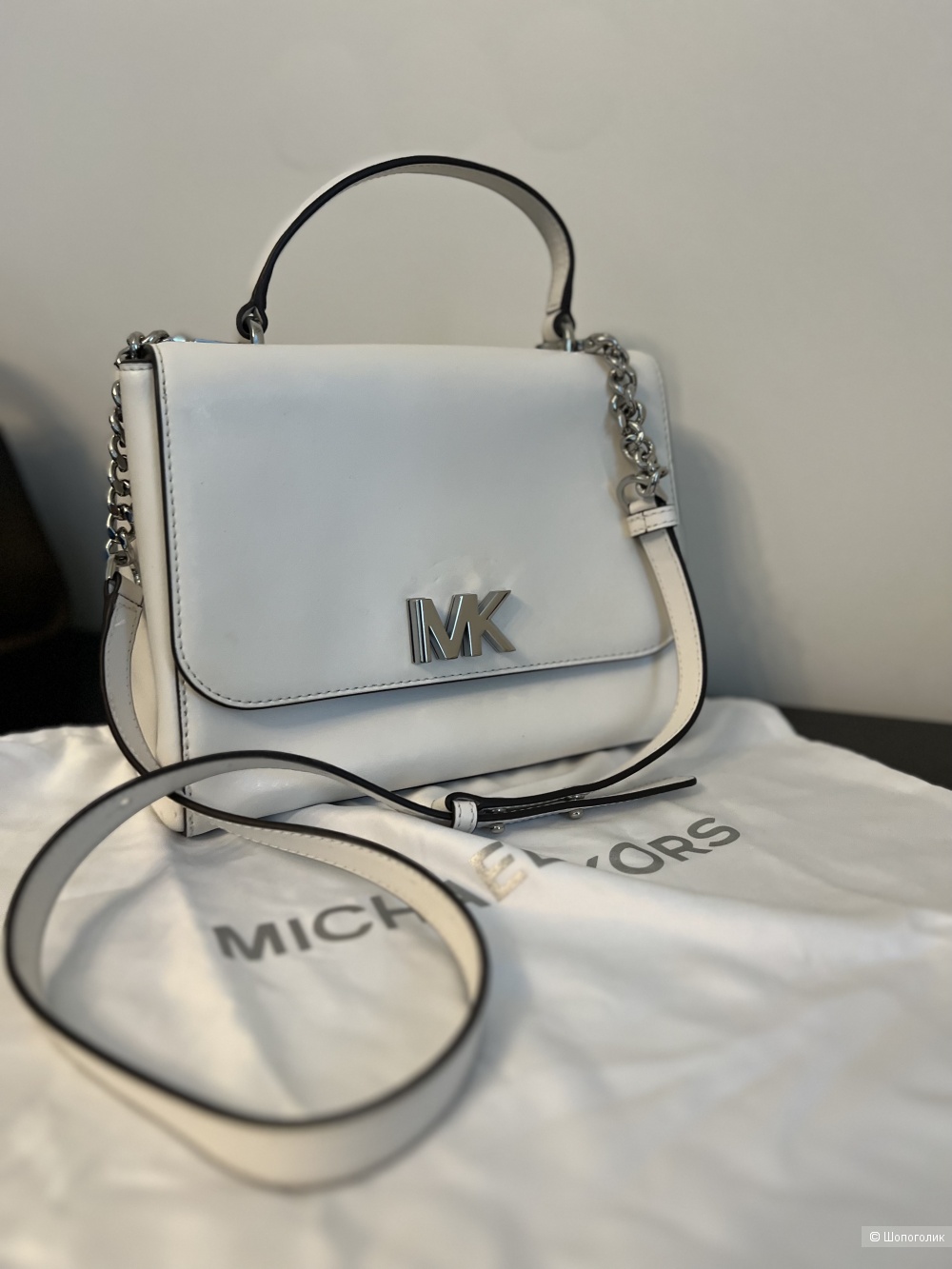 Michael Kors сумка, оригинал, натуральная кожа, белая, размер медиум