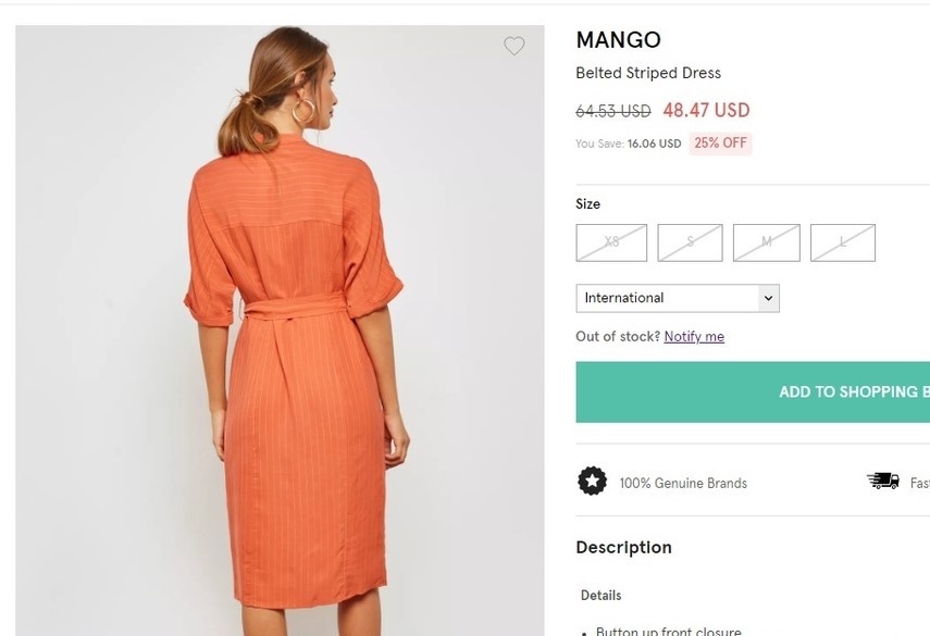 Платье Mango из лиоцелла, размер S (42/44)