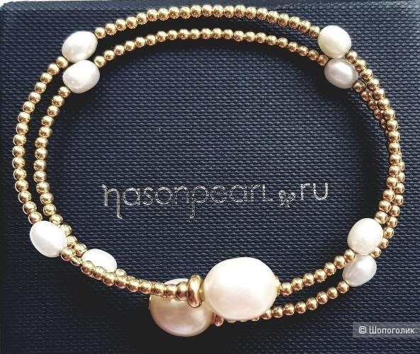 Браслет  Nasonpearl золото 750 с натуральным жемчугом. Размер универсальный